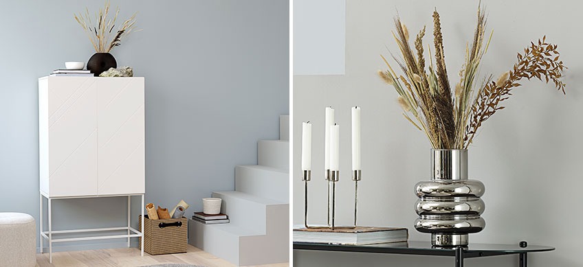 LADBY cabinet and MAGNUS vase Room styling with clean surfaces and classic colours