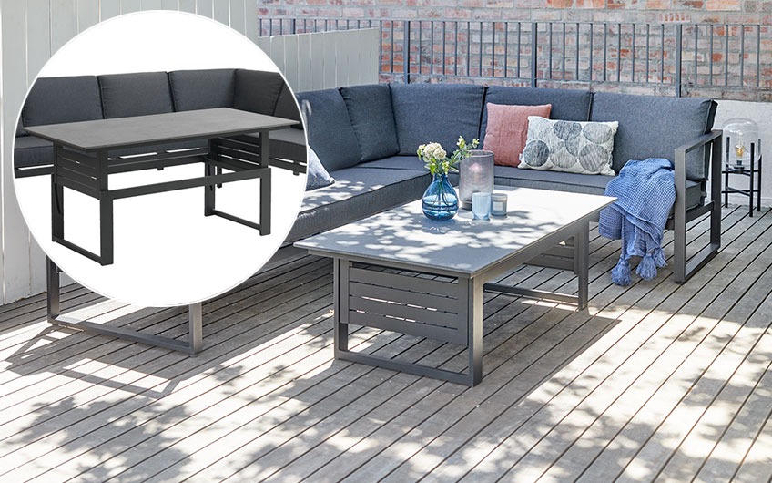 Garden lounge set with height adjustable garden table 